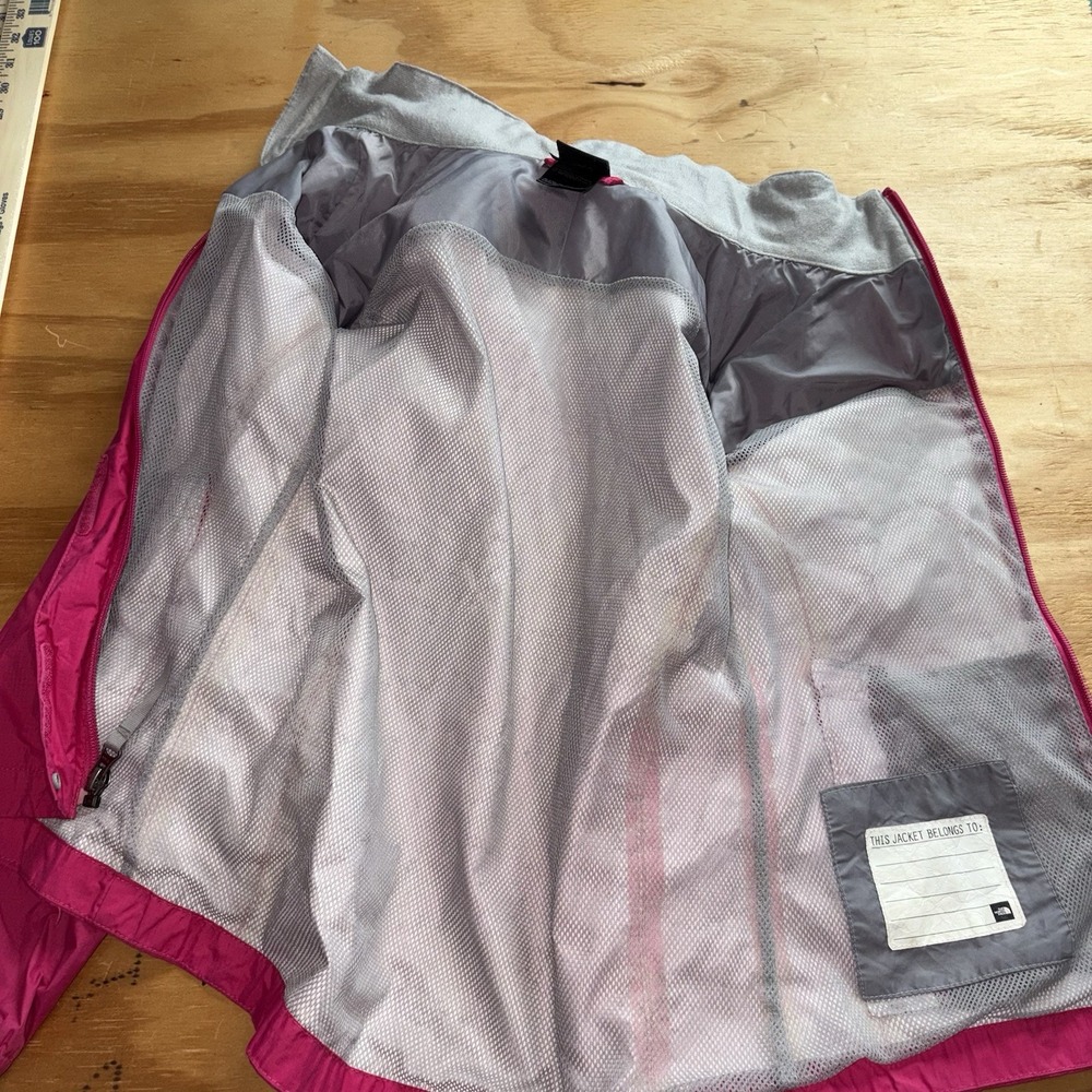 North Face Hyvent Girls Medium 10/12 Pink Hooded Windbreaker Rain Jacket Coat - Picture 4 of 7
